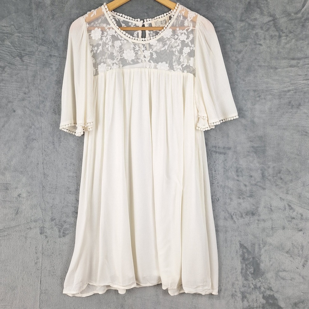 Womens Dress 1X Boho Crochet Angel Ethereal Romantic Flowy Floral Mesh Fairy